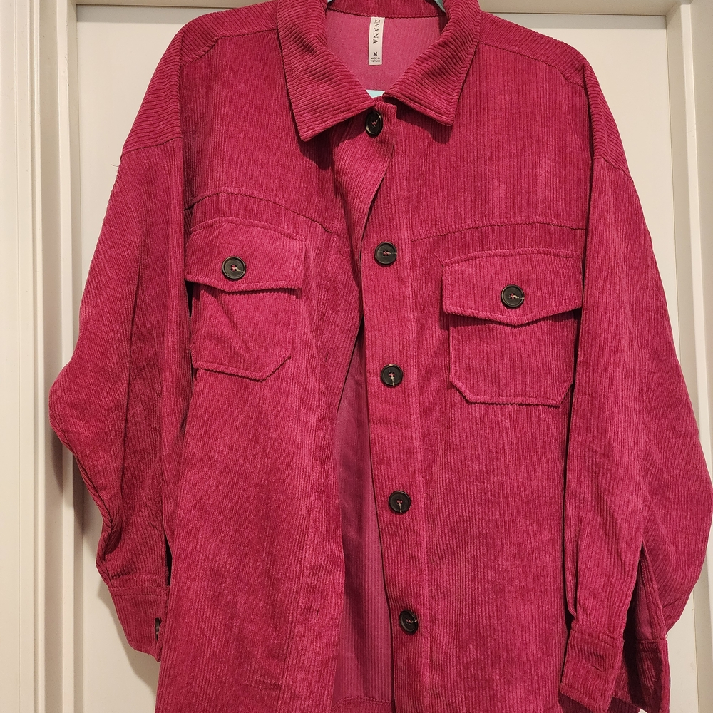 Zenana Outfitters Pink Corduroy Jacket